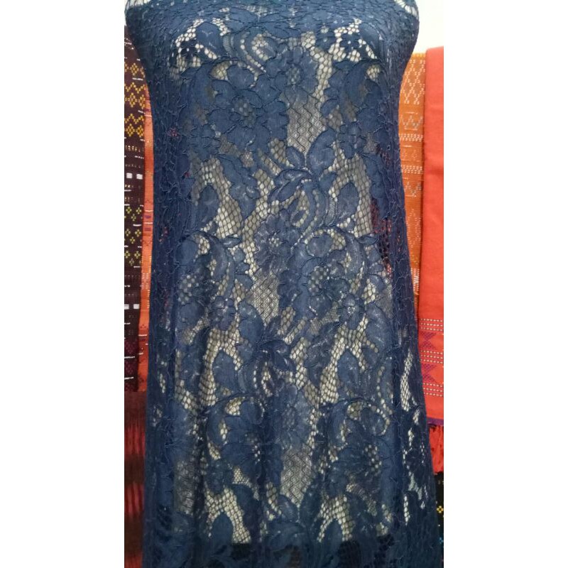 Brokat Semi Prancis Premium Biru Navy