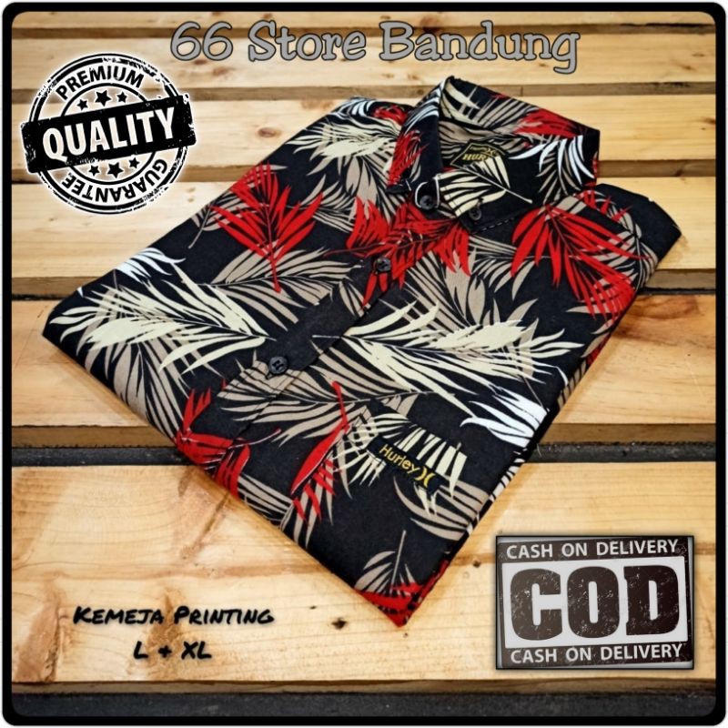 Kemeja Motif Pria Lengan Pendek Bahan Katun Printing Aneka Macam Motif Bunga | Kemeja Motif Cowok