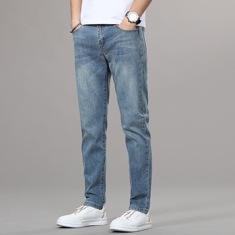 Sembilan Poin Celana Jeans Pria Musim Panas Pria 2022 Baru Musim Panas Celana Lurus Longgar Bagian T