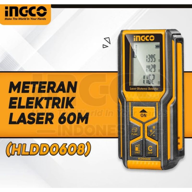 METERAN LASER TEMBAK DIGITAL ELEKTRIK LISTRIK 60 METER INGCO BONUS 2 SET SARUNG TANGAN INGCO