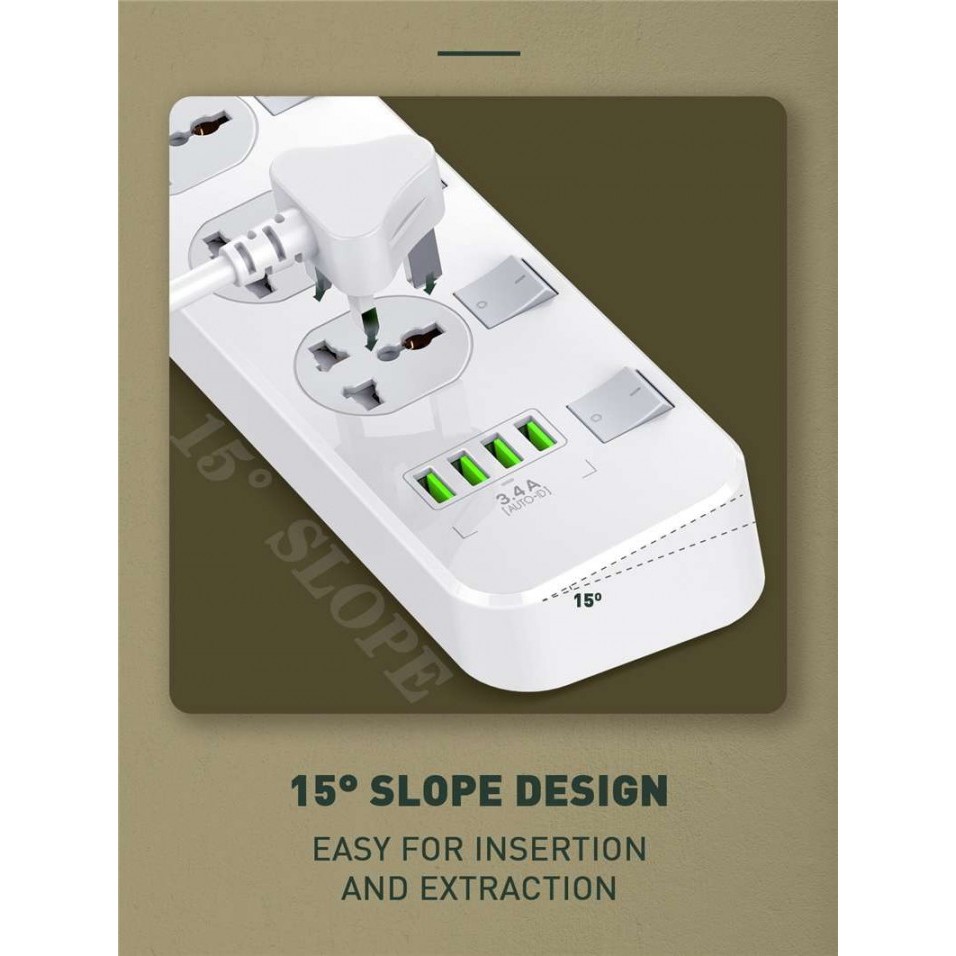 LDNIO SC4408 - Power Strip with 4 Universal Plug and 4 USB Port