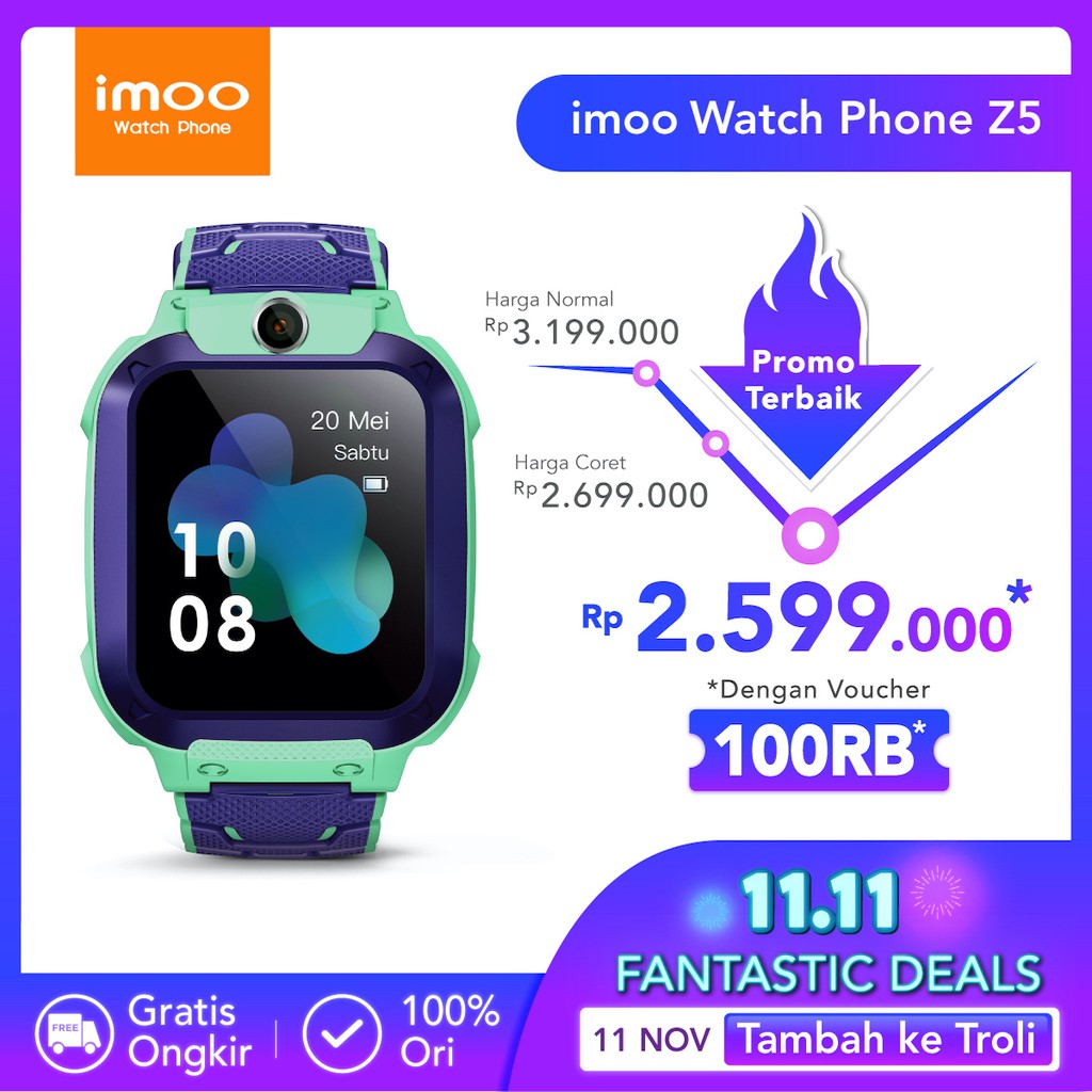 imoo Watch Phone Z5 Green - HD Video Call / Jam Anak