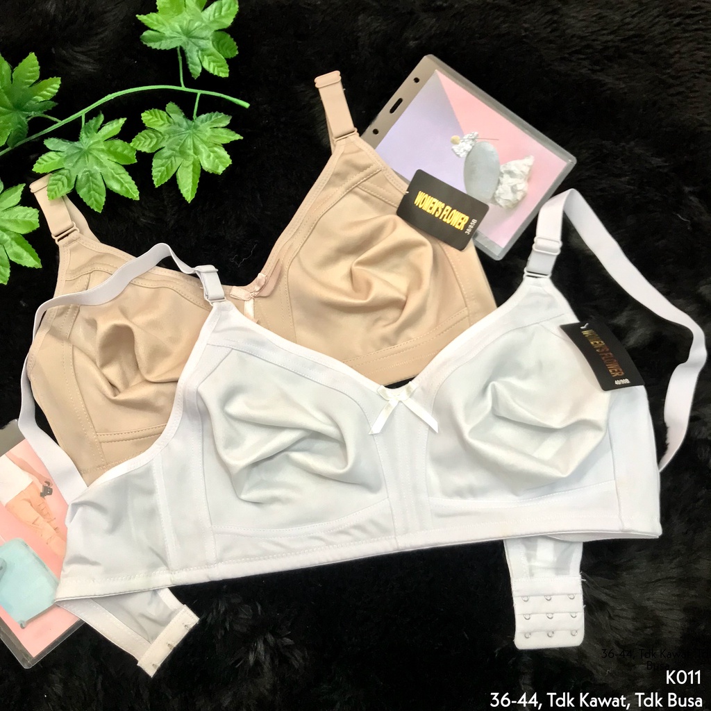 RVC - Bra Tanpa Busa Tanpa Kawat 36-44 Kait 3 BH JUMBO Cup Besar Katun Polos Underwear Import Murah 