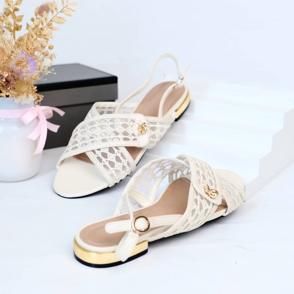 SANDAL WANITA PDR GOLD KNOT DETAIL SANDALS PS040 PREMIUM IMPORT