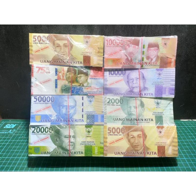 Uang mainan accesories bahan Kertas scrapbook bahan craft uang replika mainan anak DIY /20 Lembar