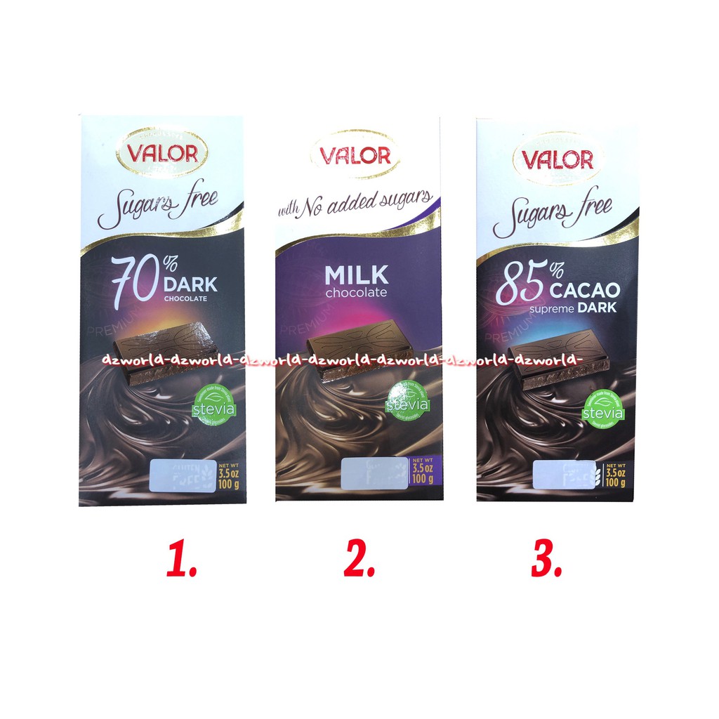 Valor Sugars Free 70% Dark Chocolate 100gr Cokelat Hitam Falor Vallor Coklat Tanpa Gula