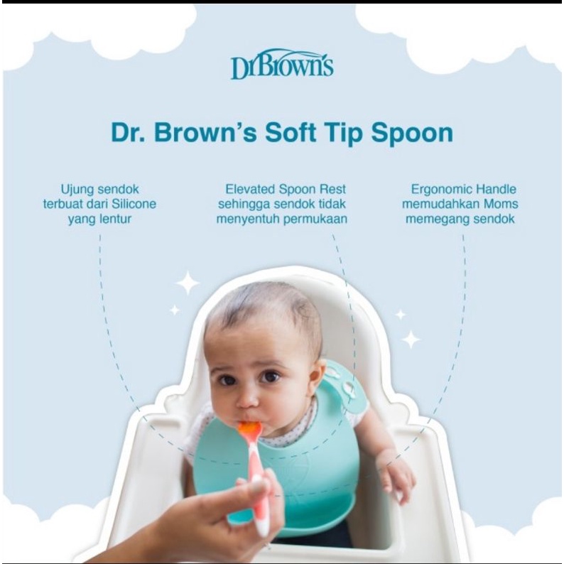 Dr.Brown's Soft-Tip Spoon Isi 2 pcs/Sendok Makan Bayi/Sendok Anak