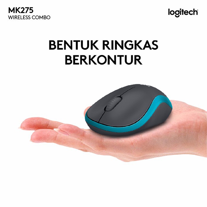 Keyboard Mouse Wireless LOGITECH MK275 Full-Size Wireless Combo - Black - ORIGINAL RESMI