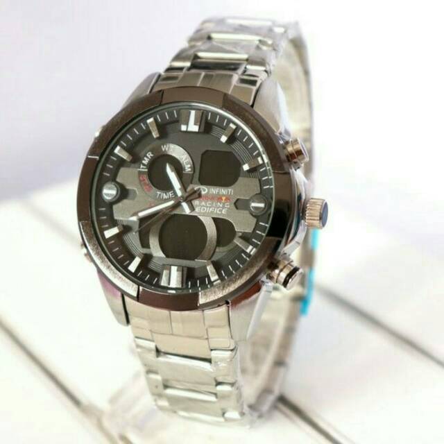 JAM TANGAN PRIA ELEGAN CASIO EDIFICE EFA150  SILVER BLACK KW SUPER
