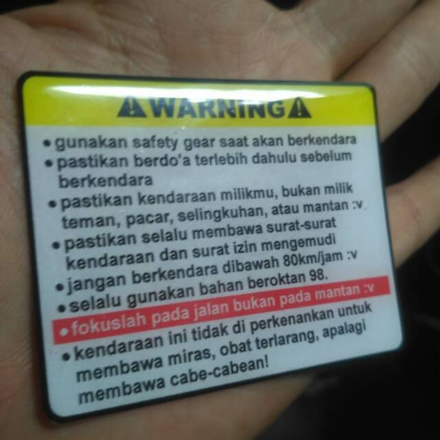

Sticker timbul karet lentur warning