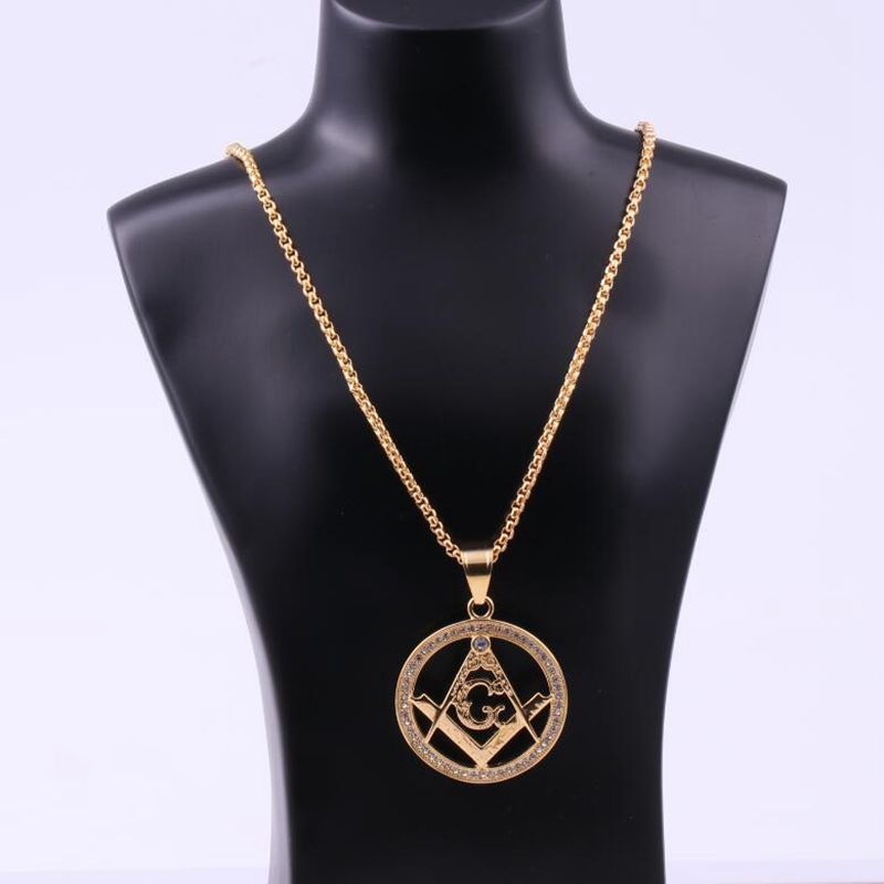 Kalung Liontin Freemasonry Bahan Zircon Untuk Pria