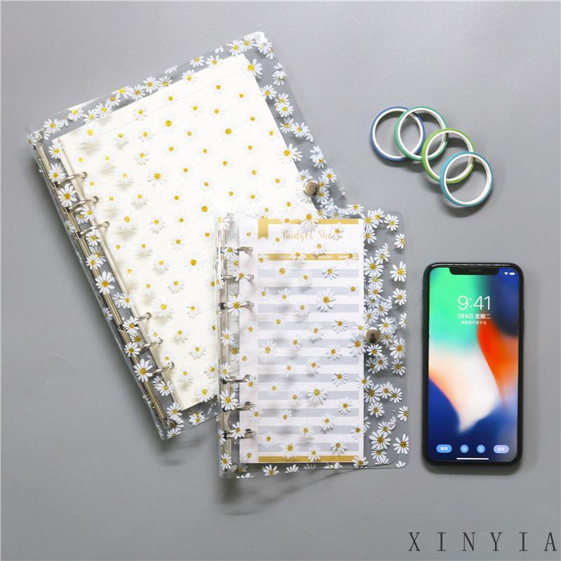 Xia.id Buku Notebook / Catatan / Diary A6 Cover PVC Transparan Motif Bunga Daisy