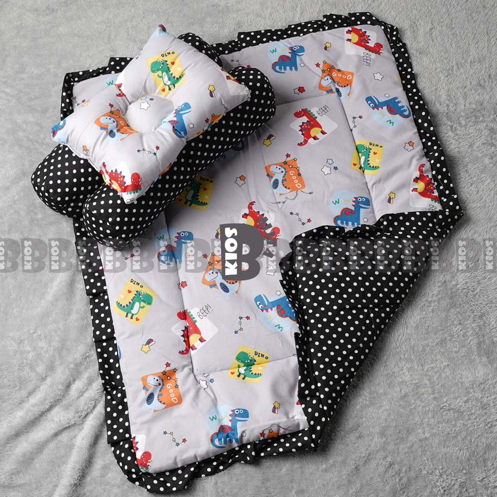BED COVER SET BAYI Bed Cover Bayi Bantal Guling Selimut Bayi Tempat Tidur FREE tas mika Kado Lahiran-GOOD DINO