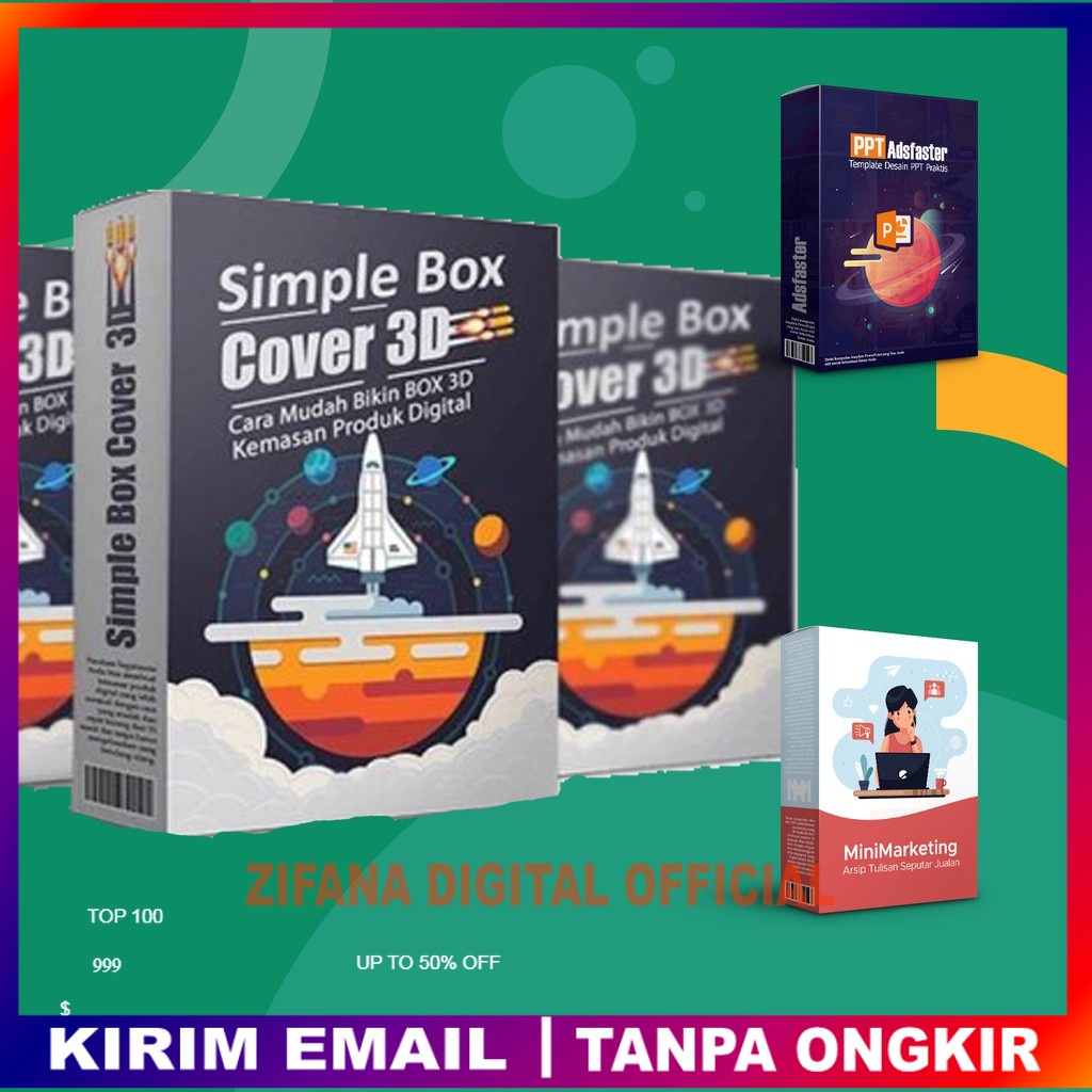 

Simple Box Cover 3D Template - Panduan Membuat Ecover Bonus Template