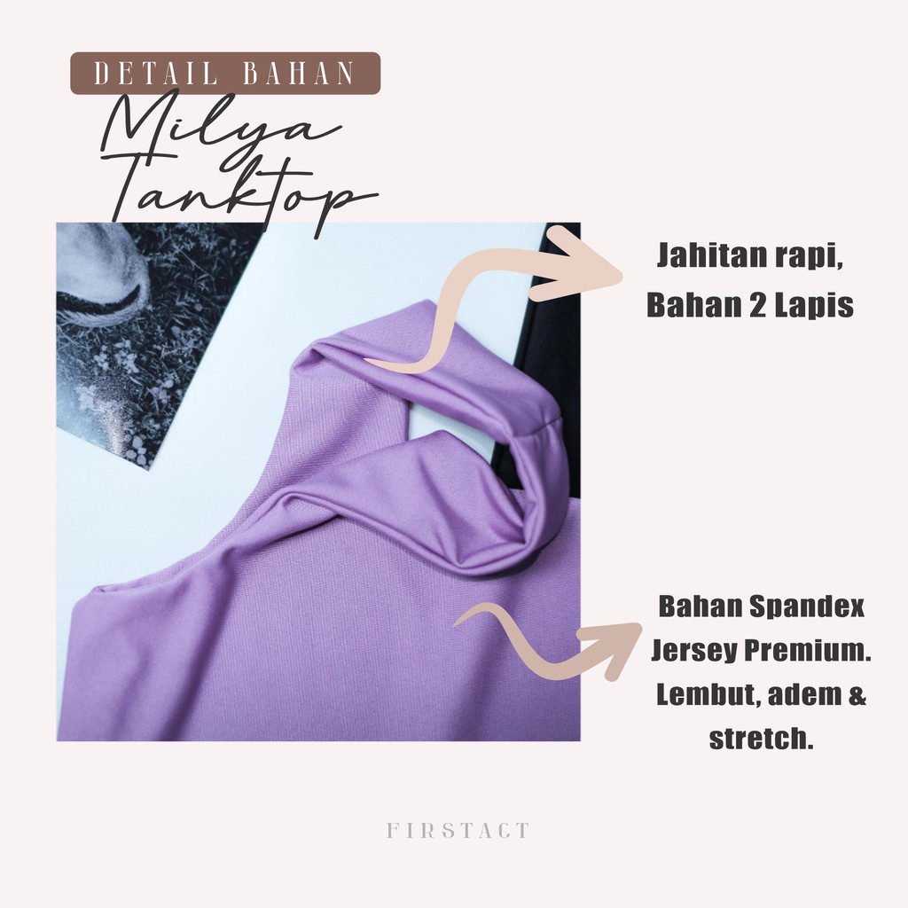 Firstact TANKTOP TANK TOP TANGTOP WANITA POLOS BASIC TALI BESAR SQUARE SPANDEK JERSEY-2