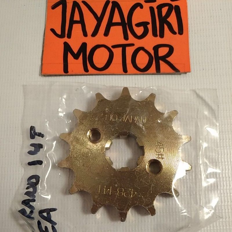 Gear Depan Grand Supra X Fit New Karisma Legenda Win Prima KEV GF6 Blade Revo C100 10T 11T 12T 14T 15T 428 NF Honda Aspira  Gigi Tarik Sunstar Rantai Roda Chain Kit Chainkit Sprocket Gear Set Gearset Gir Girset Belakang Drive Komplit Front Rear Motor XX V-HO Japan - 14T