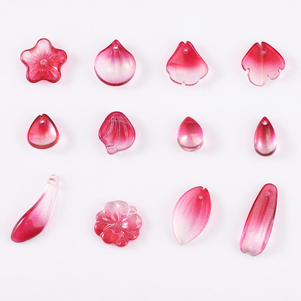 Hot Sale New Gradient Style 10Pcs/Lot Mix Size/Color Glass Petals Beads Pendant for Jewelry Pendant Necklace DIY Findings