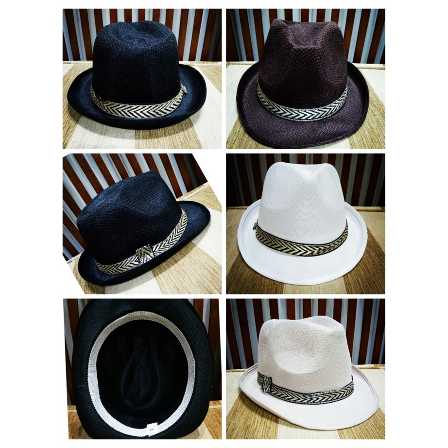 Topi Fedora Jazz motif &amp; Polos / Topi Tompi / Topi Jazz unisex