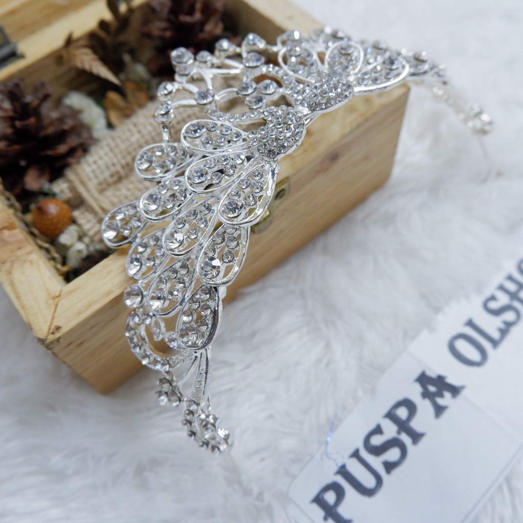 Mahkota/Tiara Angsa Swarovski Simpel 01 Silver