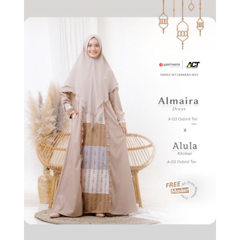 ALMAIRA DRESS MOMS BY YASMEERA GAMIS DEWASA COUPLE SARIMBIT BAHAN KATUN