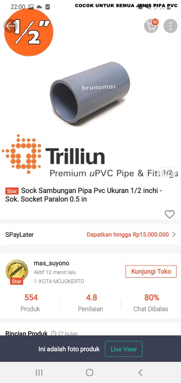 Sock Sambungan Pipa Pvc Ukuran 2 Inch - Socket Merk Trilliun