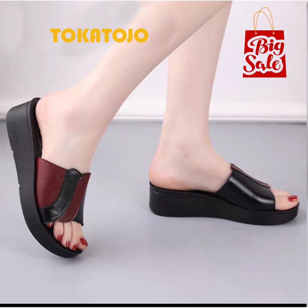 Sandal wedges wanita terbaru/sandal wanita fashion korea/sandal hak 5cm