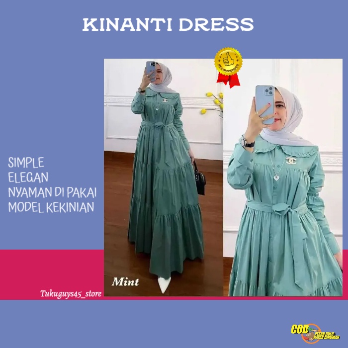 Gamis Dress Maxi Maxy Wanita Katun Rayon Kinanti Motif Busui Kekinian Fashion Muslim Muslimah Terbar