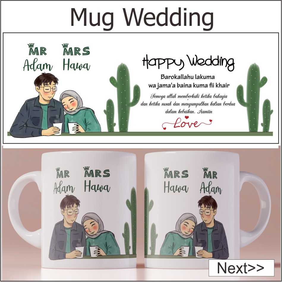 Mug Wedding / Mug Couple Custom / kado pernikahan / souvenir pernikahan / souvenir wedding