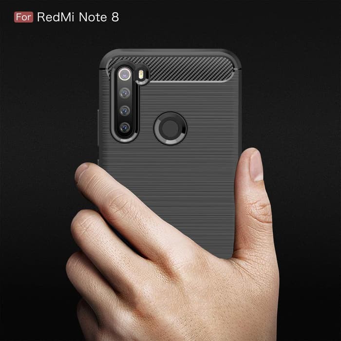 Silicon Case Xiaomi Redmi Note 8 Softcase iPAKY Carbon Cover Casing - Hitam