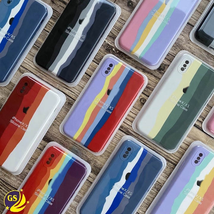 Silicone Case Rainbow Pelangi iph 13 12 11 Mini Pro Max XS MAX XR X 6 6S 7 8 Plus SE Full Cover Casing Rubber Silicon