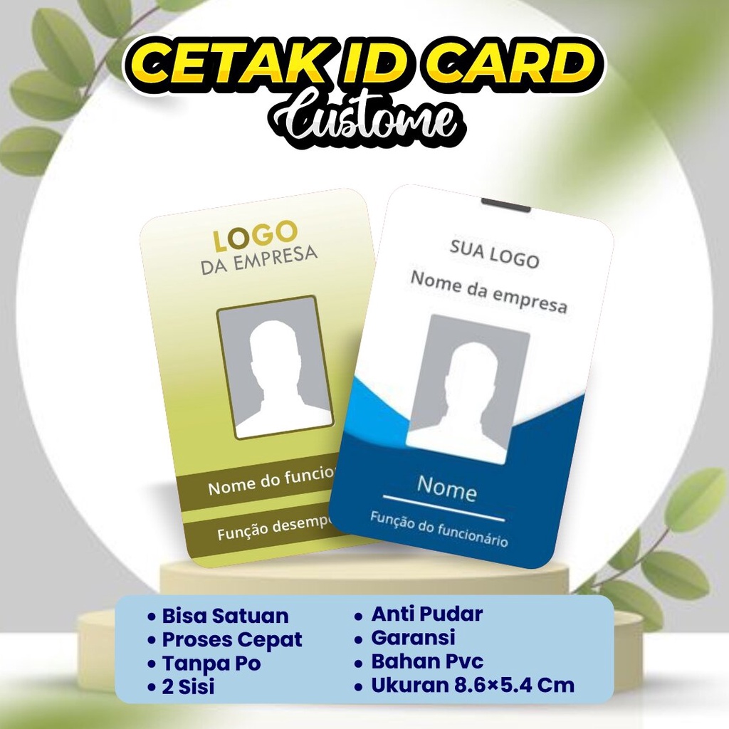 

Custom Id Card Karyawan/Anggota/Komunitas/Visitor/No Antrian 2 Sisi