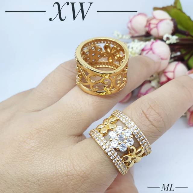 Perhiasan set lapis emas gold (CINCIN HANYA TERSEDIA UK BESAR)