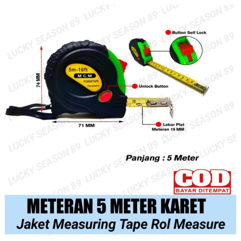 Meteran 5M Karet/Meteran Roll 5 Meter/Jaket Measuring T