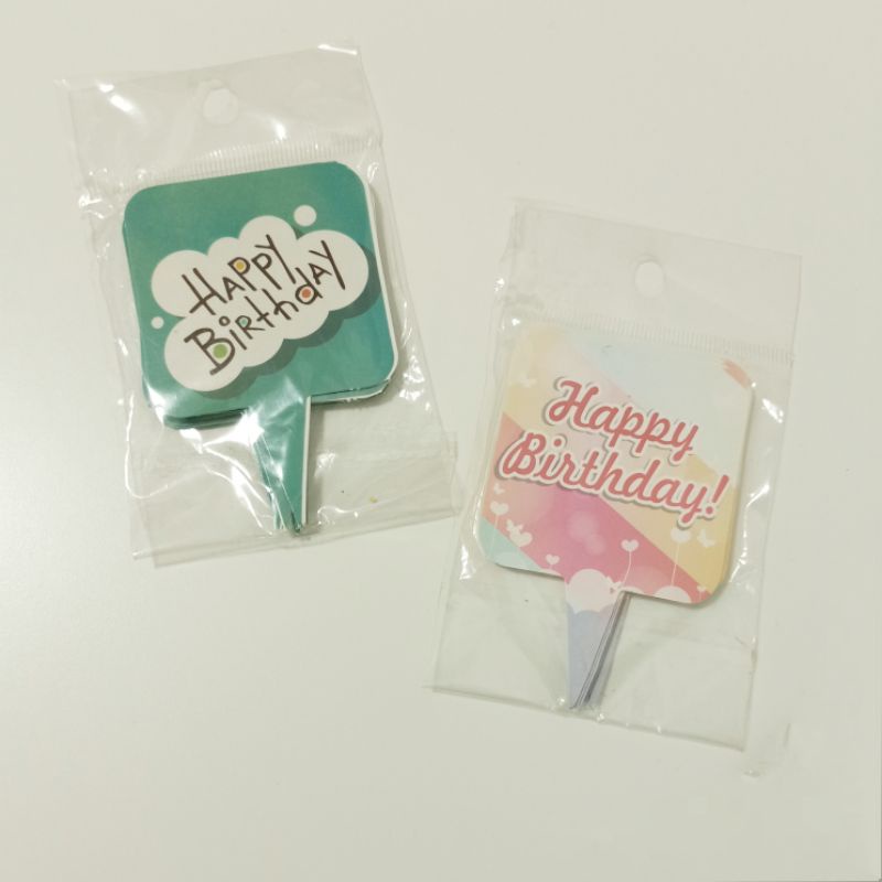 Cake Topper Cupcake Happy Birthday Kertas Hiasan Cup Cake Kertas Tusuk