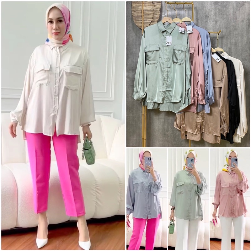KEMEJA SILK / Kemeja Satin Silk Premium ZARA