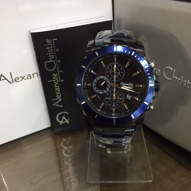 JAM TANGAN PRIA ALEXANDRE CHRISTIE 6141 BLACK NAVY ORIGINAL