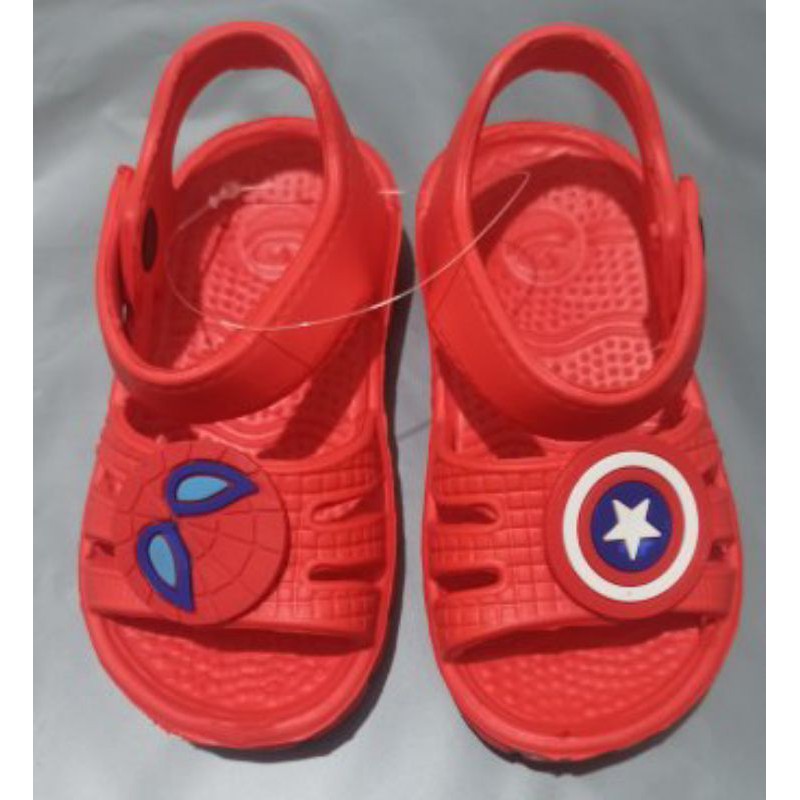 SEPATU SANDAL ANAK  SPIDERMAN/         Sandal karet anak tali kancing baby boy dulux size 19/24