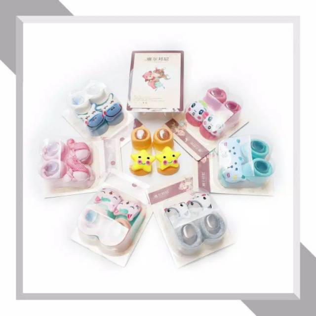 Kaos Kaki Bayi Newborn Baby Korea Lucu Motif Animal Sepatu Bayi Kaus Kaki 3D Bayi Prewalker Shoes