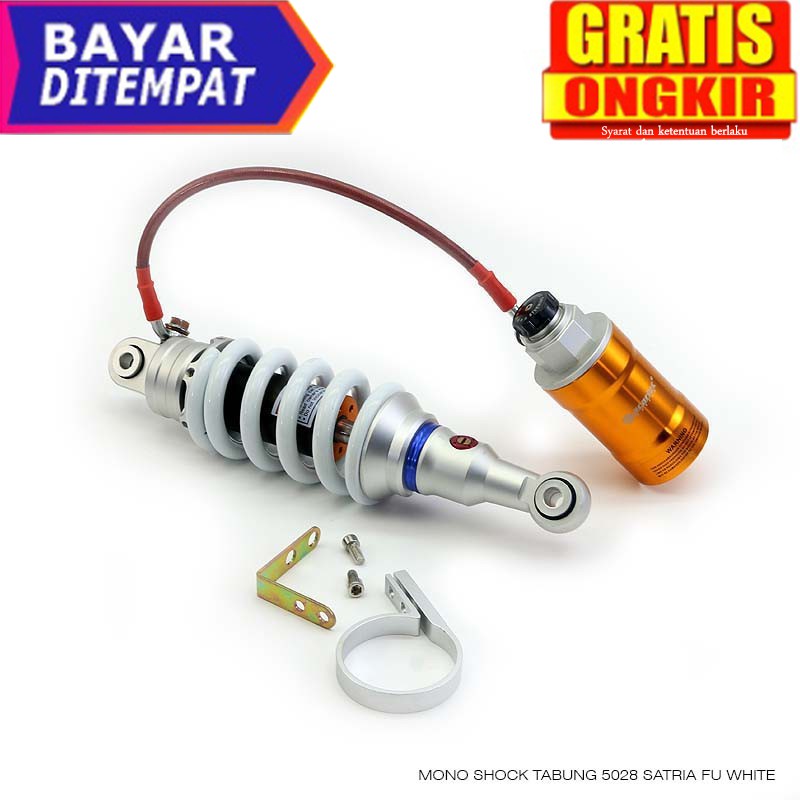 Mono Shock Tabung Pisah Satria FU 5028 White monoshock , shock tabung , shock belakang , shock