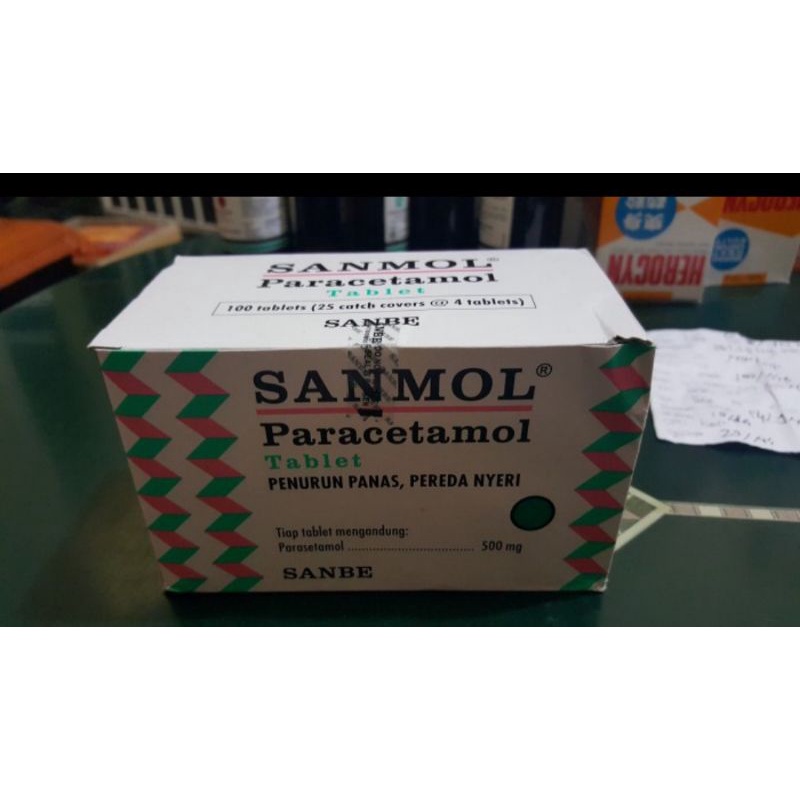 sanmol tab harga per box isi 25 strip /100tablet paracetamol tab