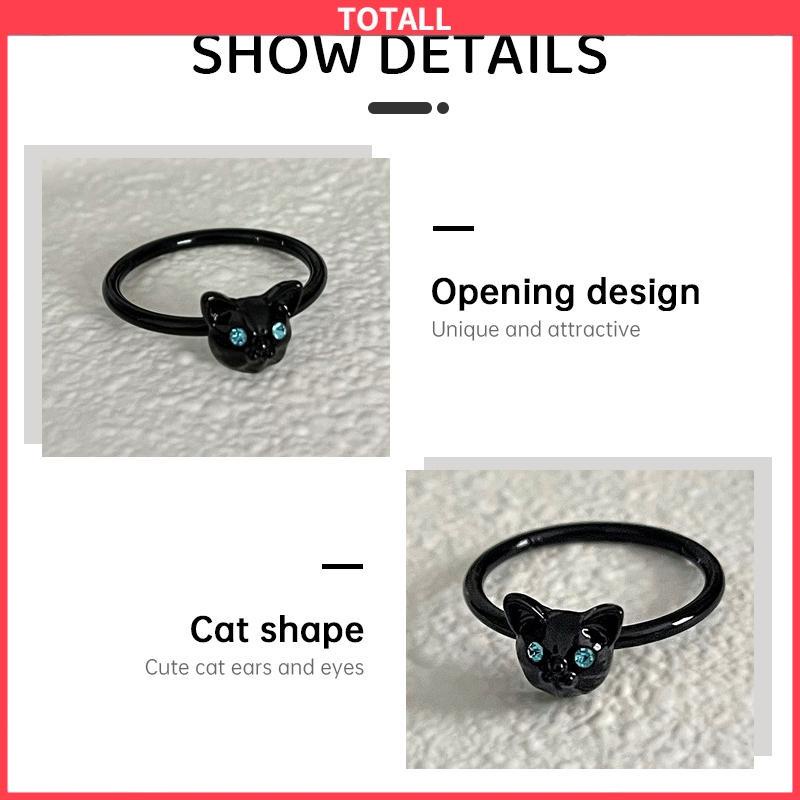 COD Cincin Kucing Hitam Wanita Trendi Desain Niche Cincin Jari Telunjuk Fashion Kepribadian Cincin-Totall