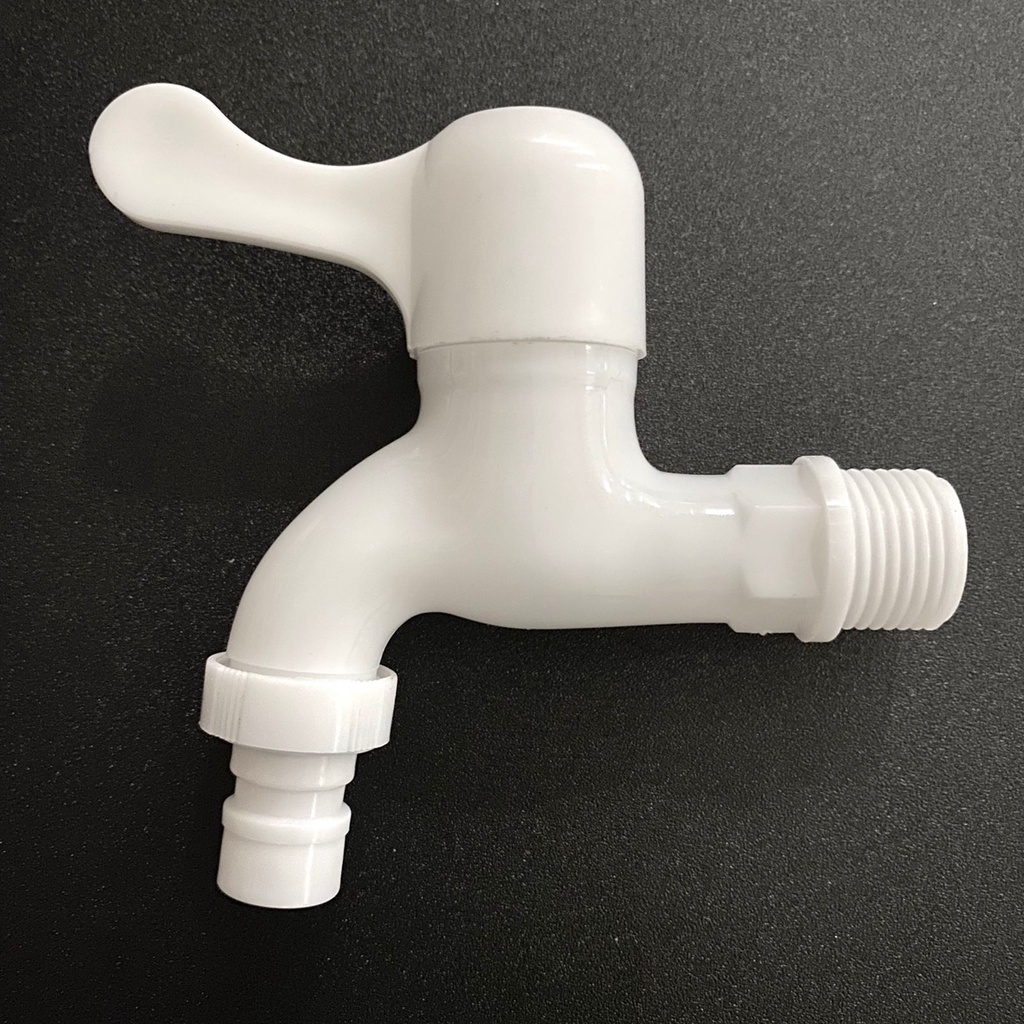 Kran Taman PVC F22 MURAH - Keran Air Tembok Bak Kamar Mandi Mesin Cuci Plastik Putih White Faucet