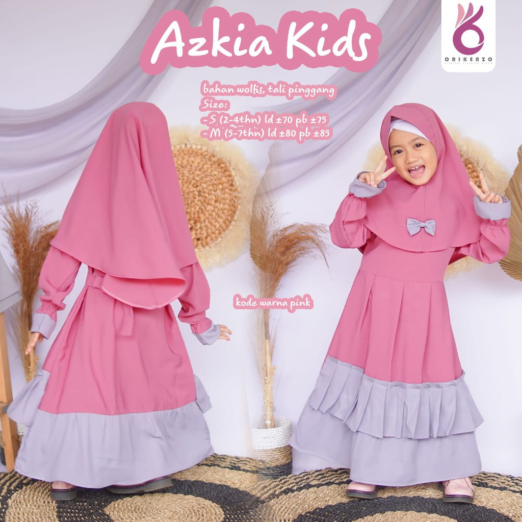 AZKIA KIDS gamis anak balita bahan wolfis mix rample TERBARU