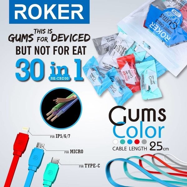 KABEL ROKER GUMS 25 CM IPHON 5 6 7