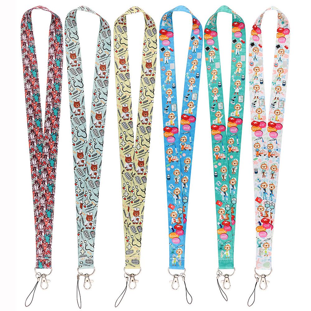 TOP Multi-function Animal Doctors Lanyard Cartoon Neck Strap Mobile Phone Straps Accessories Card Badge Gym Key Chain Cover Pass Key Chain