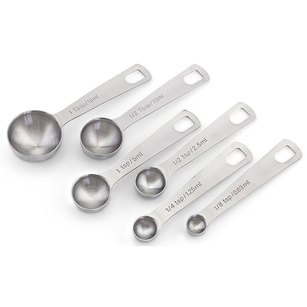 gs8b hoomin sendok takar ukur measurement spoon stainless steel 6 pcs - 16752 - silver Or-i