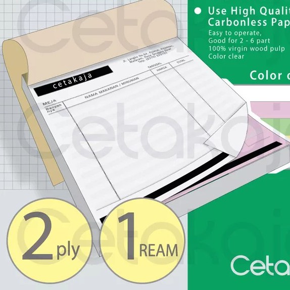 

Cetak Nota 1 rim 2 Ply / Rangkap ( Custom NCR INVOICE BON ) 2ply 1rim