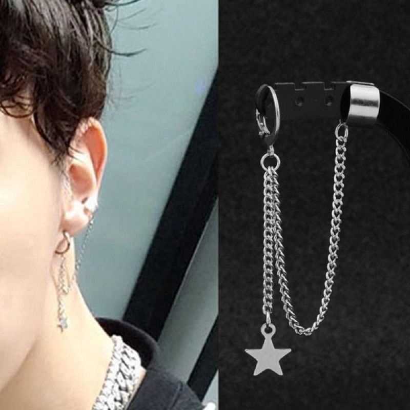 1Pc Kpop BTS Bangtan Boys Anting Clip J-Hope Aksen Rumbai untuk Pria / Wanita