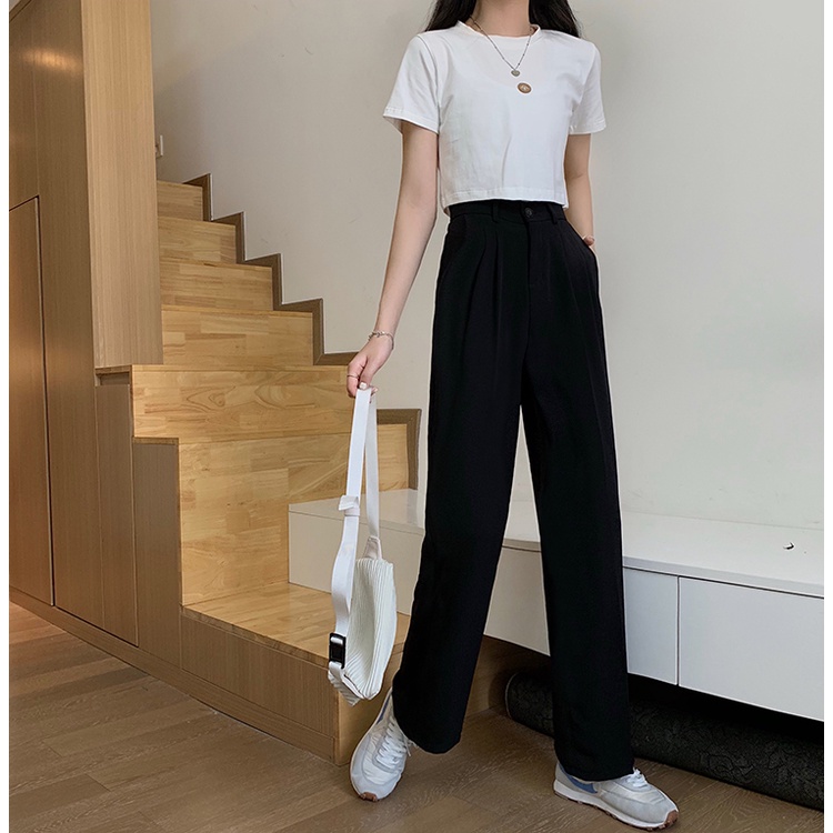 celana wanita terbaru Korean style celana panjang pants highwaist celana bahan hitam