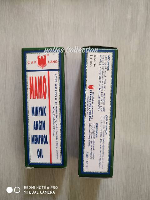 Minyak angin menthol oil mamo cap lang 3 ml 10 ml masuk angin pusing pilek mual mabuk jalan caplang